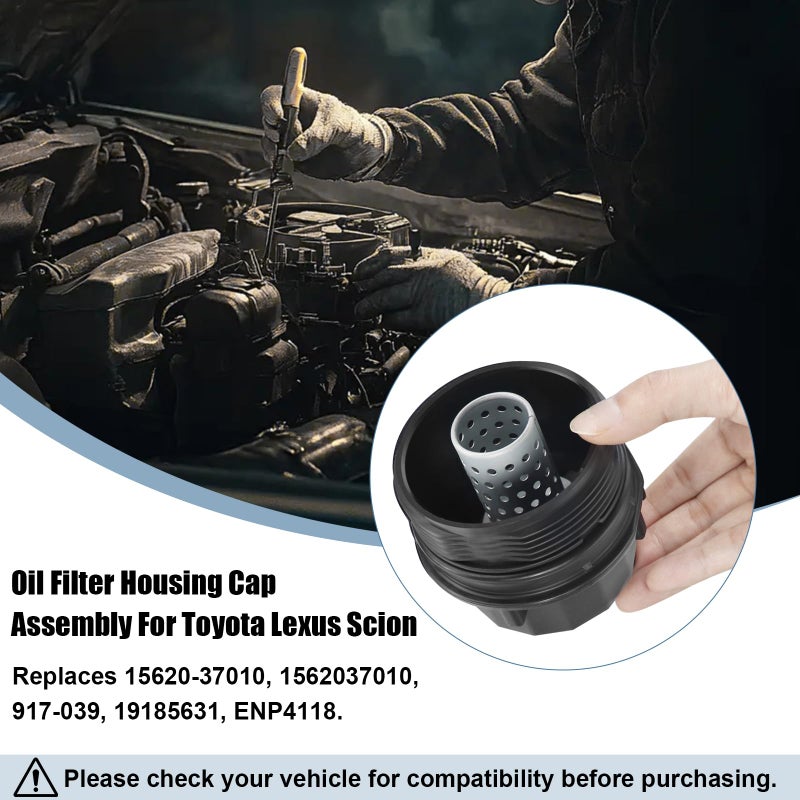 Sikawai Oil Filter Housing Cap Assembly 15620-37010 1562037010 for 2009-2016 To-yota Co-rolla Matr-ix Pr-ius 2011-2016 Lexus CT200h S-cion xD iM Replaces 917-039 19185631 ENP4118 by Sikawai - Image 4